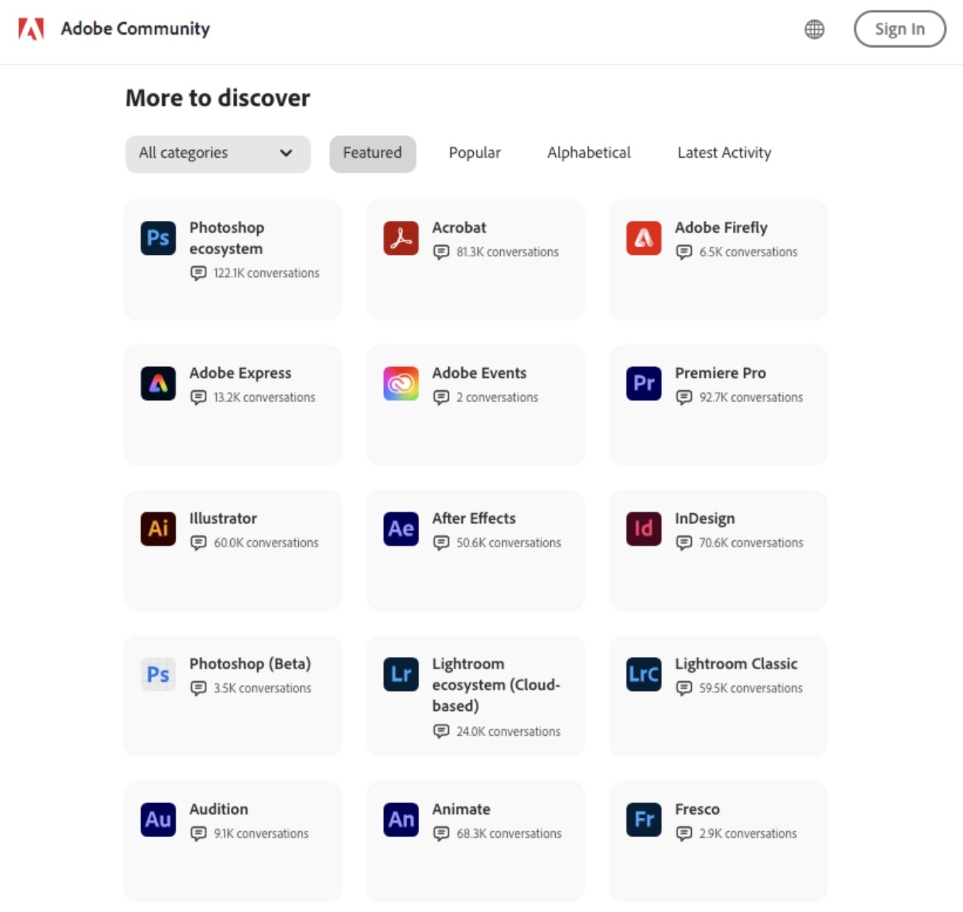 Example of groups within Adobe's customer community