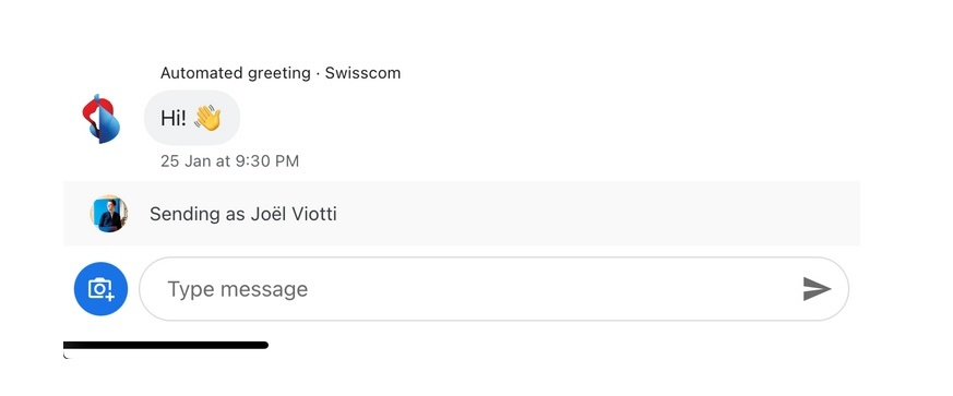 Example of Swisscom digital customer service channel